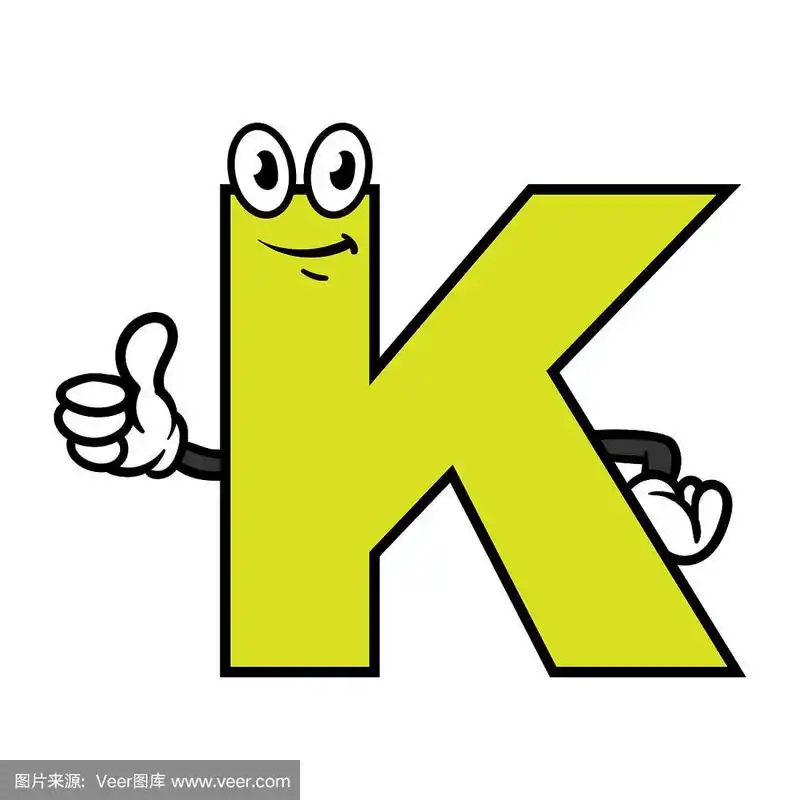 卡通,英文字母k,性格,字母,绘画插图
