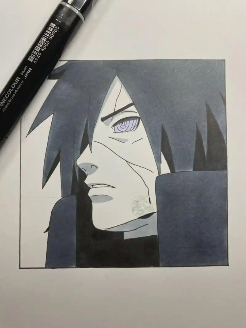 火影忍者# #手绘教程# #宇智波斑# 最帅斑7015