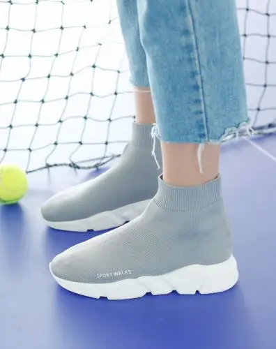 明星同款 女款休闲弹力袜子鞋黑色