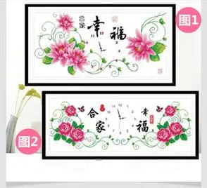 钟表十字绣全珠绣合家幸福2021新款客厅玫瑰花彩珠绣珠子绣串珠绣