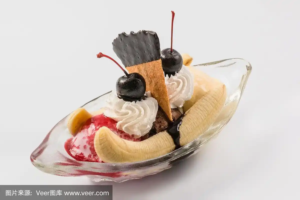 生奶油,冰淇淋,香蕉,香蕉船,美味