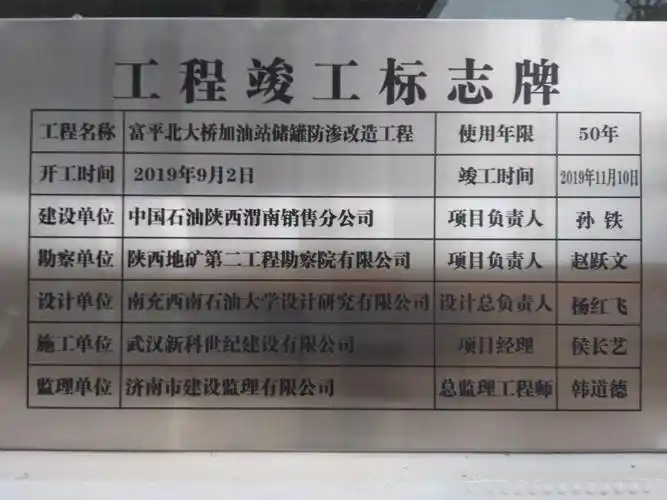 工程竣工标志牌