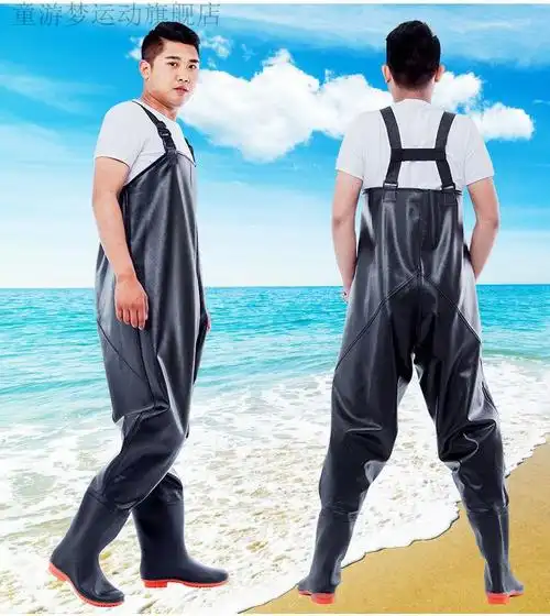 2022新款 水叉全身皮叉下水裤加厚半身水裤水鞋连体全身防水涉水裤鱼
