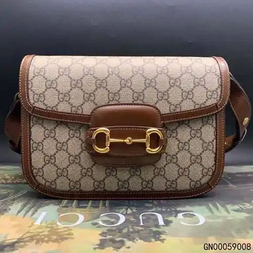 【二手9新】gucci古驰马衔扣1955系列小号乌木色肩背包/gn00059008