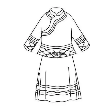云南花苗族服装简笔画