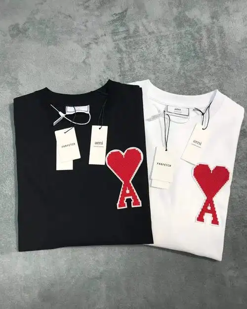 潮牌重磅ami大爱桃心a字母刺绣法式休闲男女情侣宽松圆领t恤ins短袖潮