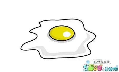 装在盘子里的煎鸡蛋的简笔画