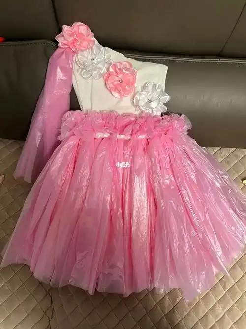 塑料袋公主裙六一儿童节环保