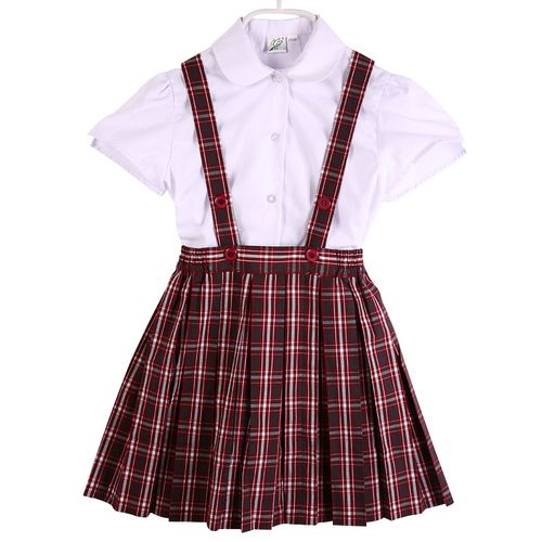 深圳统一小学生背带礼服套装女生夏款裙子白衬衫校服