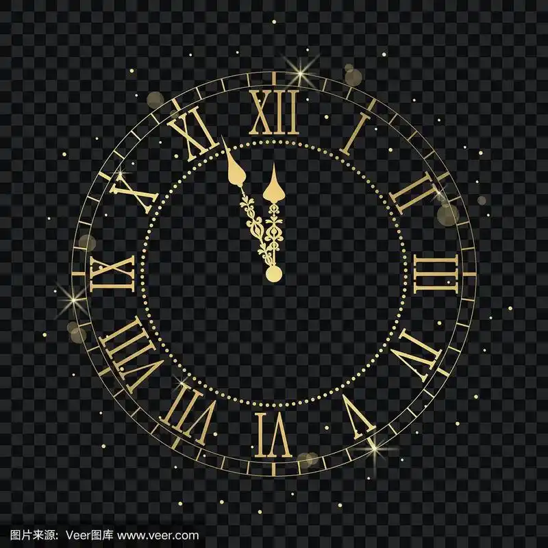 钟,黄金,罗马数字,2020,午夜