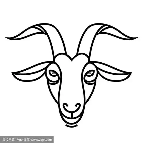 直线风格化画山羊头