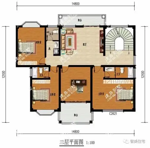 两栋别墅大气宽148米的农村别墅室内布局设计不仅满足基本生活需求