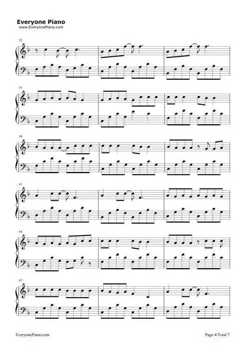 阳光宅男-周杰伦五线谱预览4-钢琴谱文件(五线谱,双手简谱,数字谱