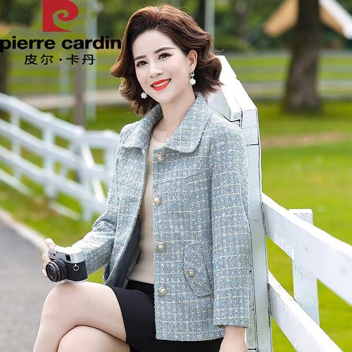 皮尔卡丹高档品牌女装  新款中年妈i妈春秋外套气质小香风短款中年女