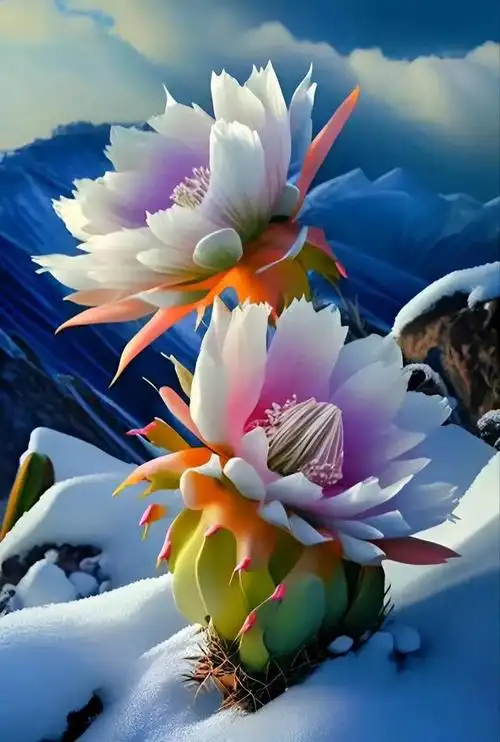 独占冰川风光的雪莲花.