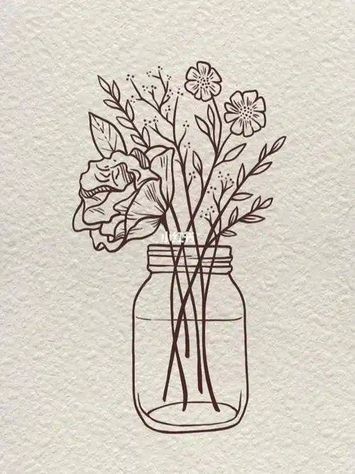 一瓶插花简笔画步骤图