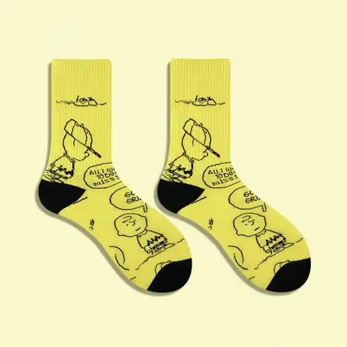潮牌史努比联名涂鸦袜子潮牌趣味中筒袜ins潮流个性男女长袜