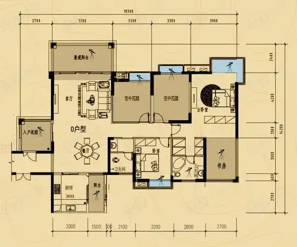 松雅湖金岸5室2厅2卫户型图 - 长沙乐居