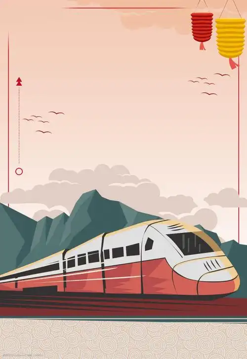 手绘春运动车背景设计