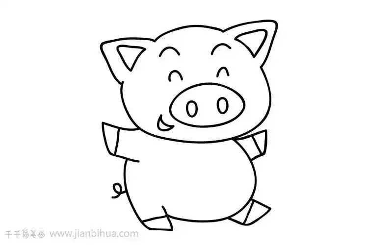 猪简笔画 儿童绘画小猪简笔画简单好画猪简笔画猪简笔画亲子画动物猪