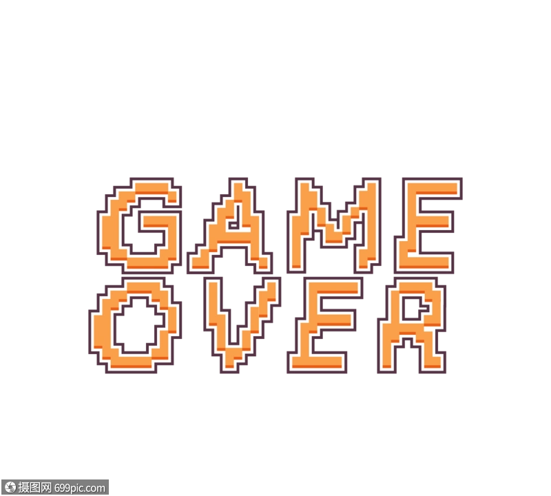 抽象像素风格卡通gameover字体艺术黑色