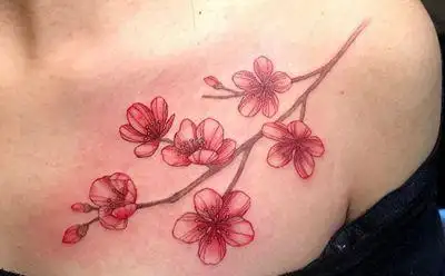 21张女生锁骨梅花纹身图案
