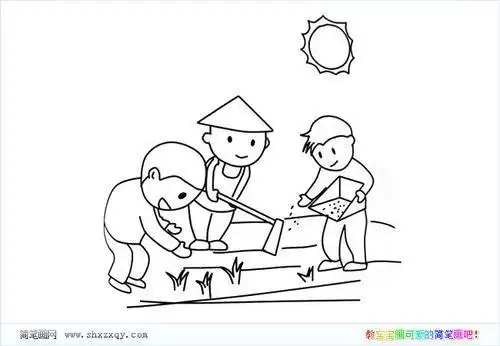 农民种地简笔画怎么画