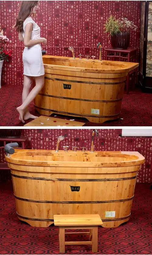 浴桶带水龙头泡澡木桶成人家用洗澡泡澡熏蒸汗蒸桶中式实木瑶浴桶长12