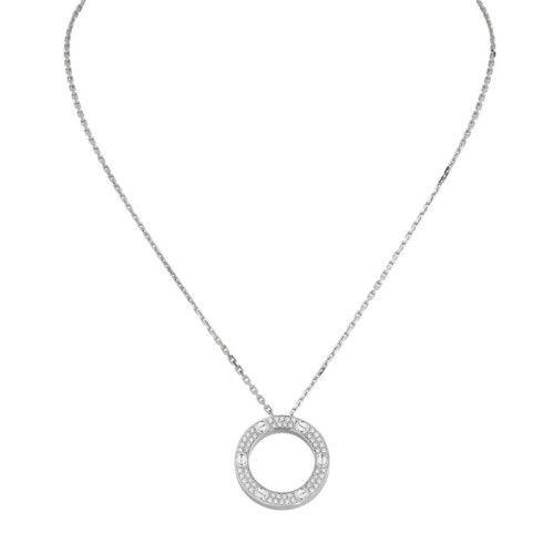 【包税】cartier/卡地亚 love 18k金白金钻石项链 铺镶钻石 b7058000