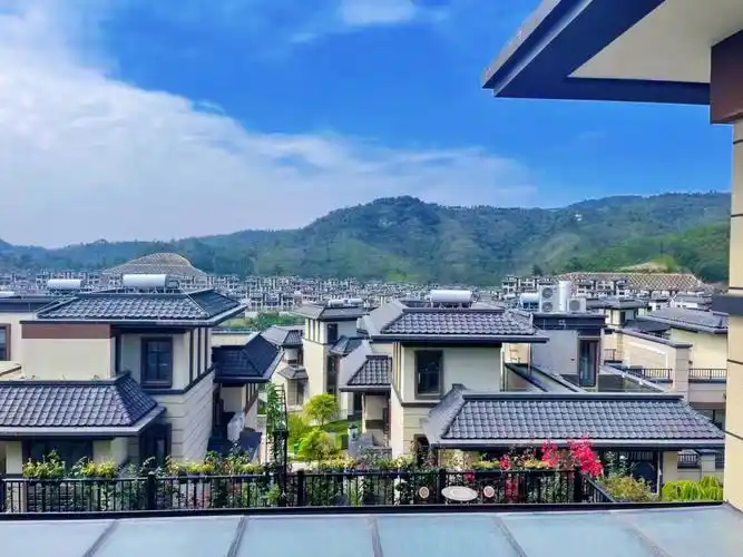 藏在大山里面的温泉别墅,没事泡泡温泉,三五好友一起喝喝茶散散步不失