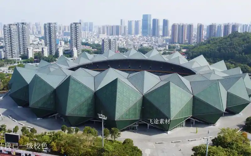 航拍素材-城市风景片07 深圳大运中心体育馆