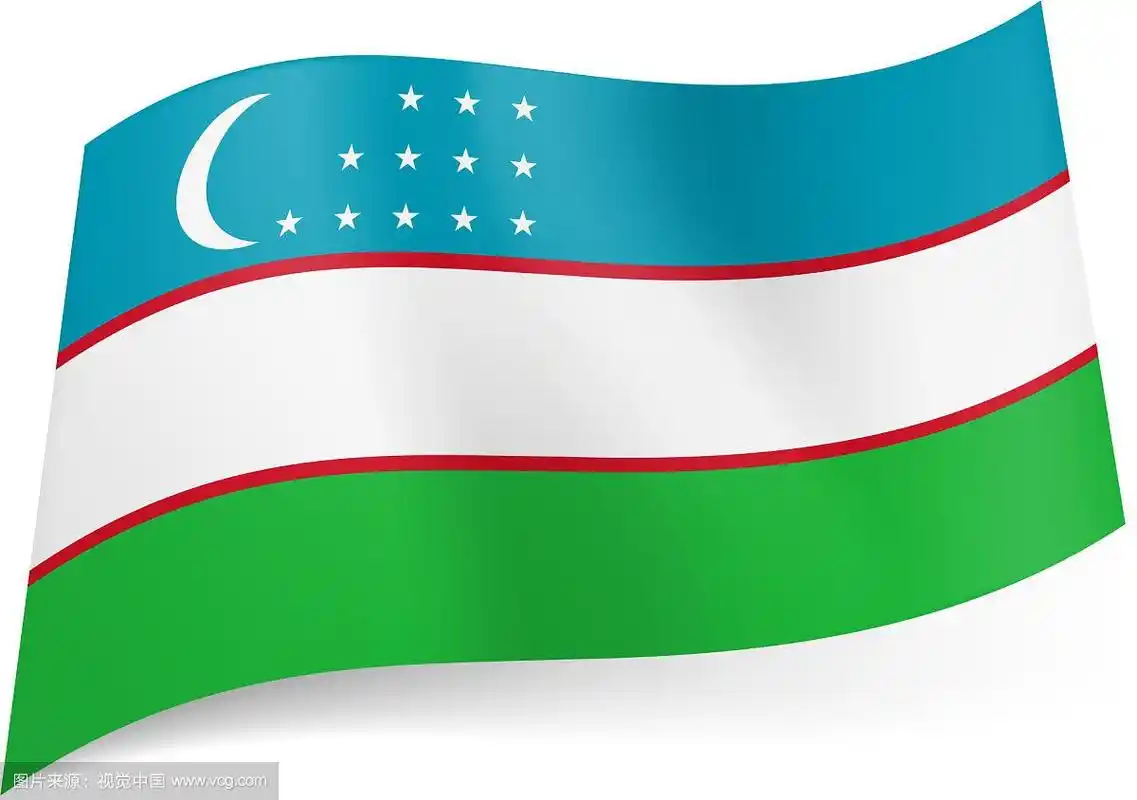 乌兹别克斯坦国旗蓝,白,绿