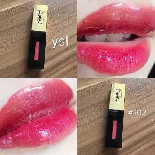 ysl金管唇釉103蓝闪 附无滤镜试色