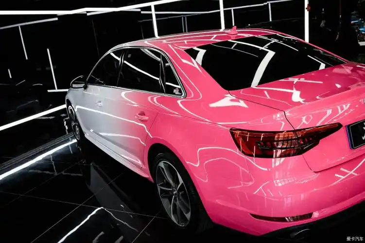 西安魔度汽车贴膜-奥迪a4粉白渐变改色 活出青春风采西安贴膜-爱卡