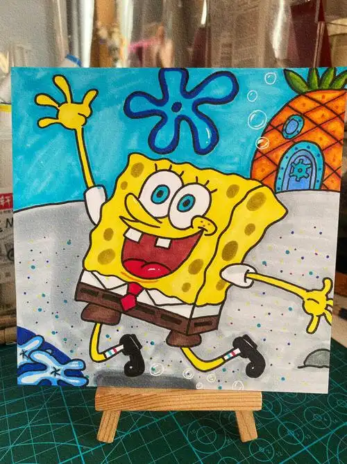 马克笔画海绵宝宝含线稿