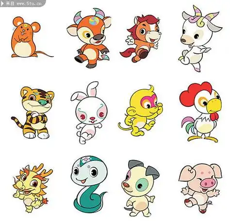 十二生肖卡通简笔画十二生肖卡通简笔画黑白