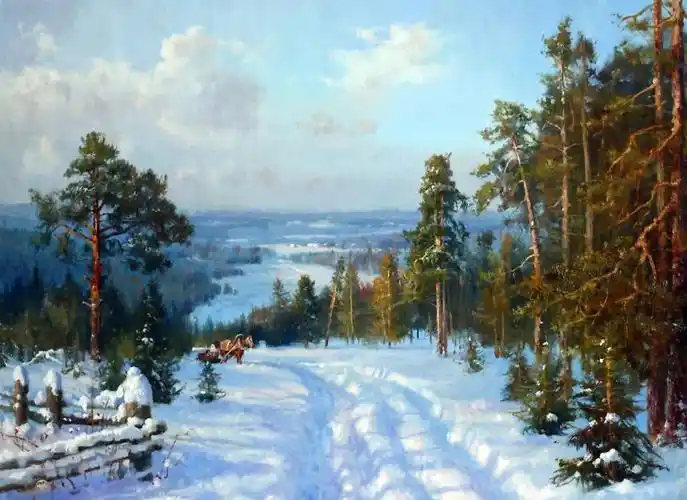 俄罗斯画家笔下的冬日雪景每一笔都是细节寥寥几笔却将风景画的这么