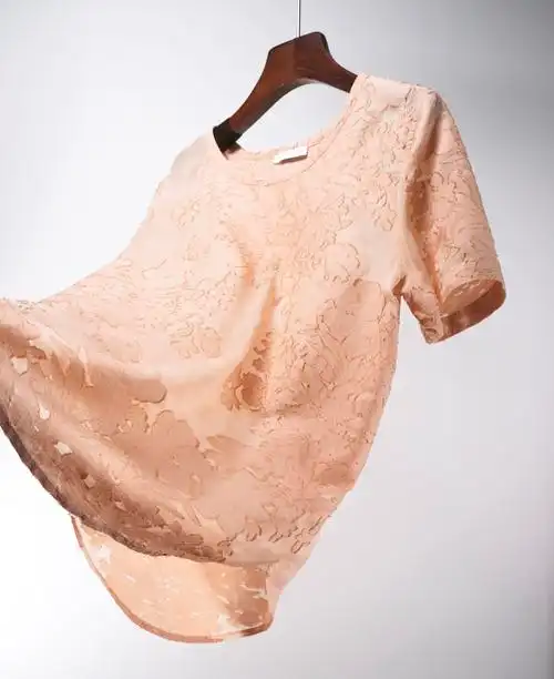 衬衫真丝北美大师丝绵提花立体烂花工艺蜜瓜衬衫