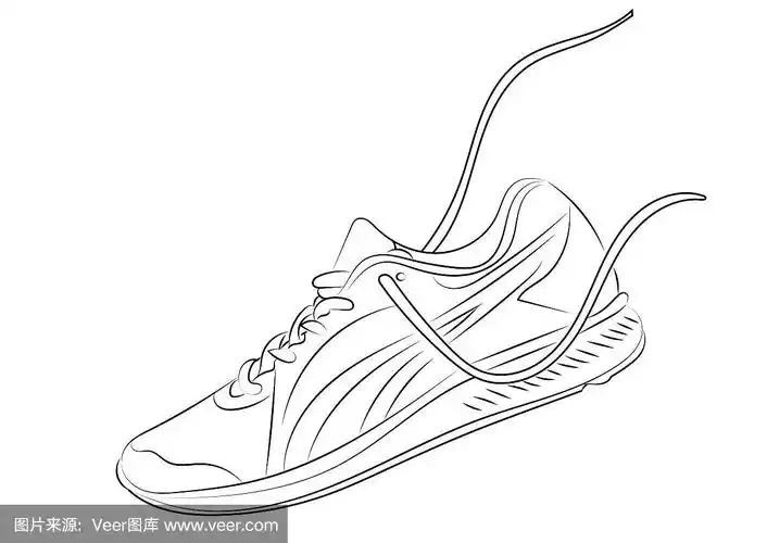 手绘的运动鞋素描.矢量图