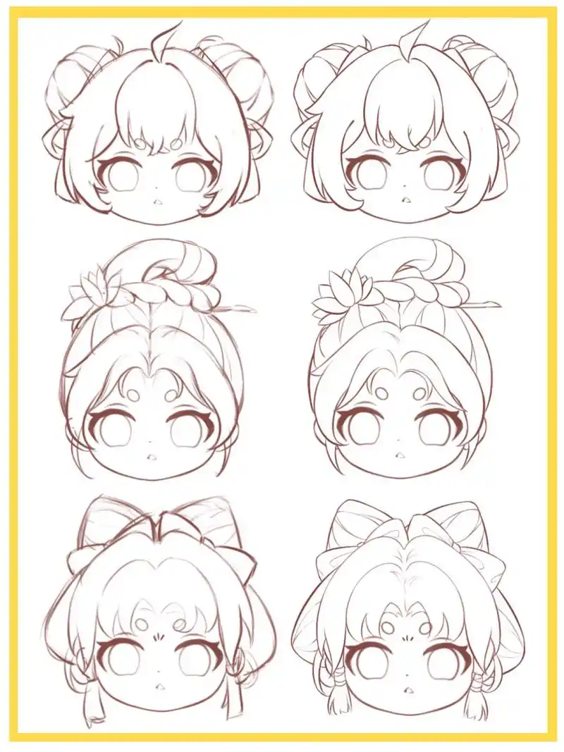 古风发型的画法 和大家分享一些q版女生发型,我们在画头发之前可以先