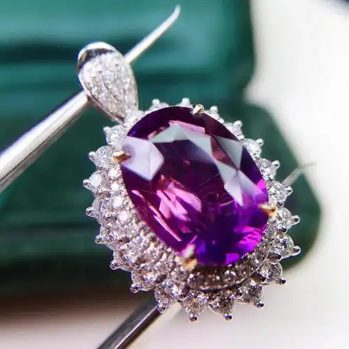 无烧双用款紫蓝宝石天然无烧双用款紫蓝宝石戒指吊坠随意切换佩戴18k