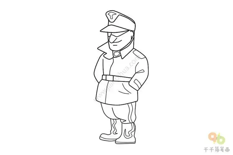 二战德军长官简笔画步骤图职业人物简笔画
