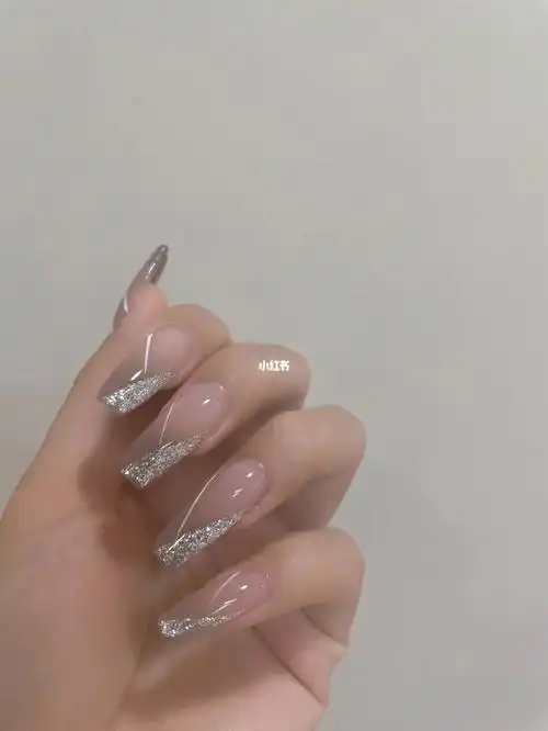 全手水晶延长梯形美甲