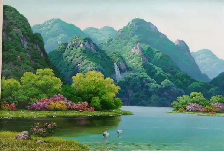 朝鲜作品功勋作--朝鲜油画作品规格(110*80cm)