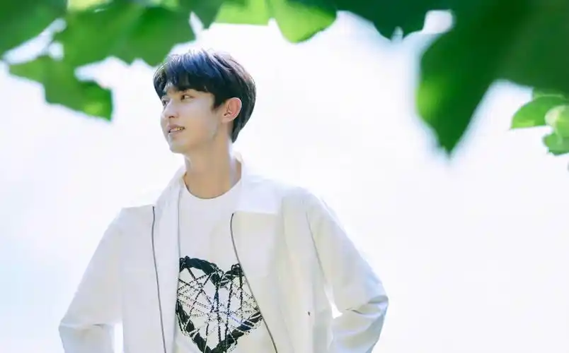 郭俊辰清新写真纯白短袖清爽少年感棱角分明的侧脸