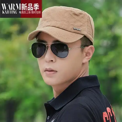 shanchao平顶帽男士夏季遮阳帽鸭舌帽休闲潮百搭帽子男棒球帽平顶男款