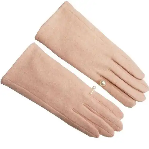 手套韩国加厚触屏保暖戒指双层加寒冬防珍珠手套