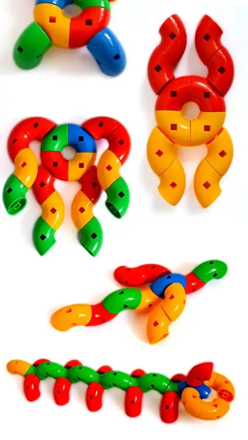 百变旋转管塑料拼插拼装积木幼儿园早教 儿童益智玩具