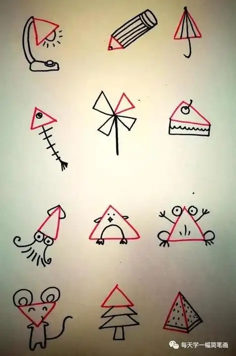 三角形花简笔画集 简笔画图片大全-普车都