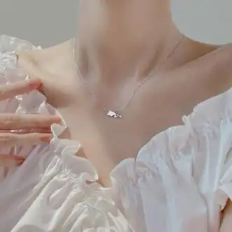 云朵颈链韩版冷淡风锁骨链女情人节礼物 999足银项链精美礼盒装 银色